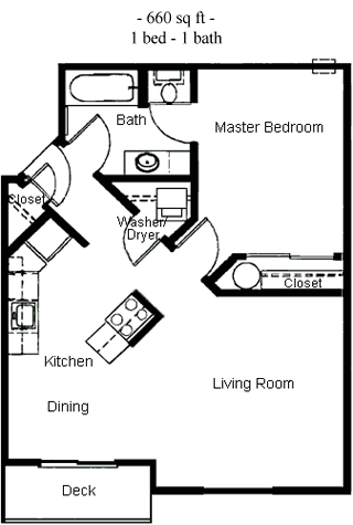 660 sq ft apartment floor plan