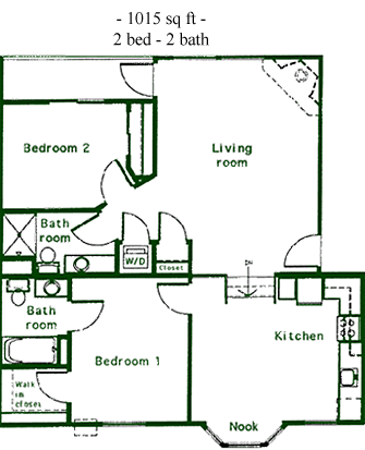 1015 sq ft apartment floor plan