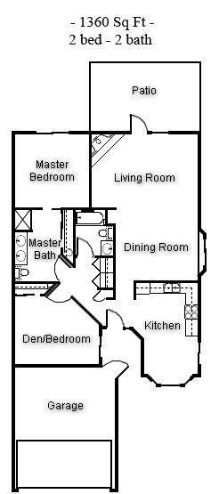 1240 sq ft apartment floor plan